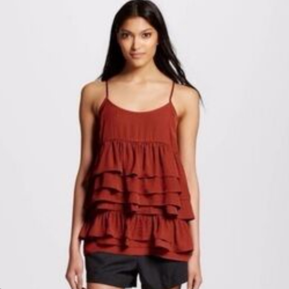 Who What Wear Tiered Camisole Sleeveless Ruffled Tank Top M